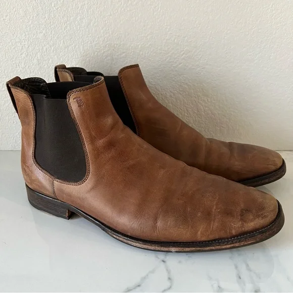 Tod\'s Chelsea Perforations Wingtip Ankle Boots Mens Brown Size 10 TOD main image 3